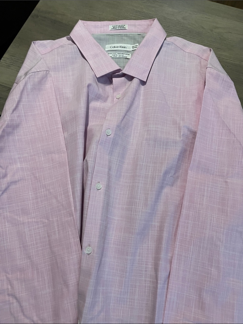 #A327 Calvin Klein Light Pink Textured Dress Shirt